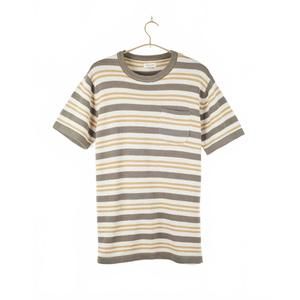 NEW UMBER & OCHRE men's azad short sleeve pocket flat knit tee in sand stripe